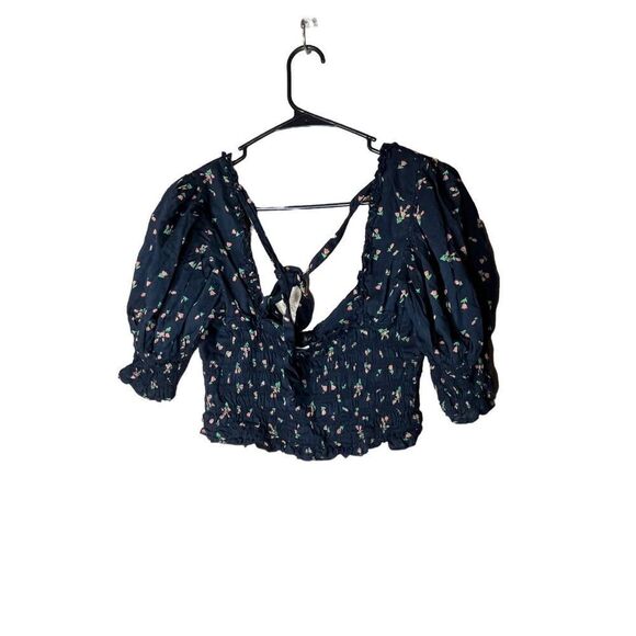 Urban Outfitters Flower Print Peasant Style Crop Top‎ Size Small - Picture 5 of 8
